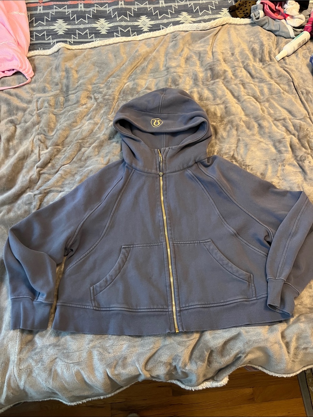 Lululemon Blue Cropped Zip-Up scuba Hoodie XL/XXL